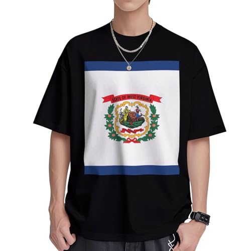 T-shirt coton femme Virginie-Occidentale col rond ample coupe tunique manches courtes