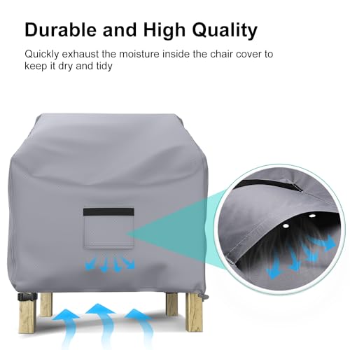 Image of 2 Pack Outdoor Patio Chair Covers Waterproof 36 inchWx37 inchDx36 inchH, Gray