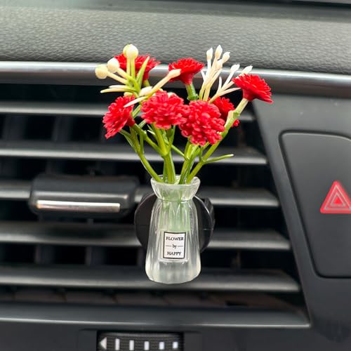 Image of Set of 4 Cute Flower Bouquet Car Air Freshener Vent Clips, Mini Artificial Flowers for Car Air Vent Decoration, Auto Interior Dashboard Ornament Accessories (Gypsophila 01#)