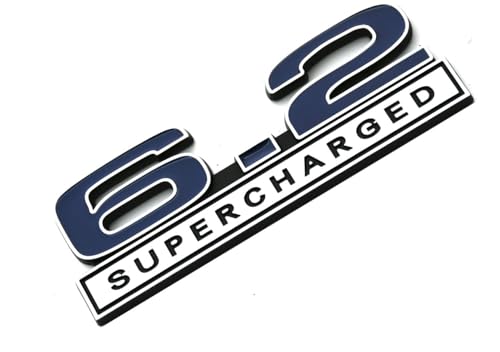 Image of 2pcs 6.2 Liter Supercharged Emblems Hood Engine 3D Badge Replacement for ZL1 LS3 Trunk (Blue)