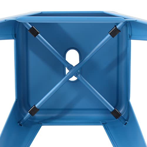 Furniturer Metal Bar Stools Set Of 4,Commercial Grade 24" High Backless Indoor-Outdoor Barstool With Square Seat，Counter Height Home Kitchen Dining Stool Backless Bar Chair, Blue, 4Pcs #TOP6