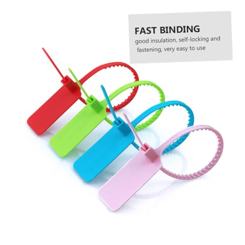 OUNONA Tamper Proof Seals 100pcs Plastic Security Seals Self Locking Zip Tie Pull Tags Anti-Theft Anti-Replacement Random