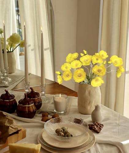 Image of 5Pcs Poppy Flowers Artificial Poppy for Home Decor(Yellow)