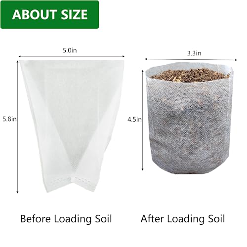 200 unidades de sacos de cultivo de berçário, saco de cultivo de mudas de tecido não tecido de 14 cm