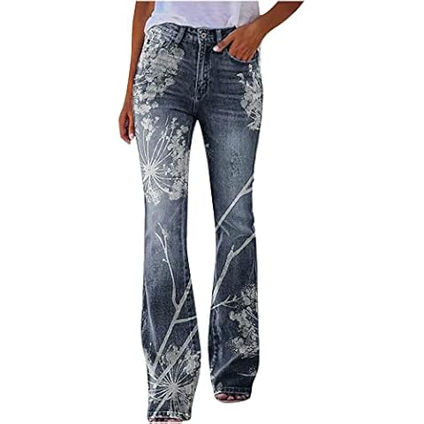Women's Solid Colour Elastic Waist Denim Jeans Cover