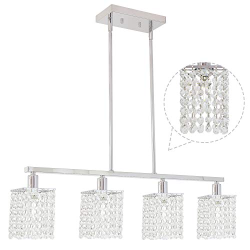 BONLICHT Modern Chandelier 4 Lights Luxury Kitchen Island Lighting Hanging Crystal Pendant lamp
