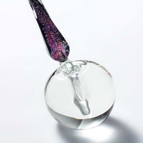 Yushen Glass Dip Pen Holder Stand Office Student Business Present Gift 2"