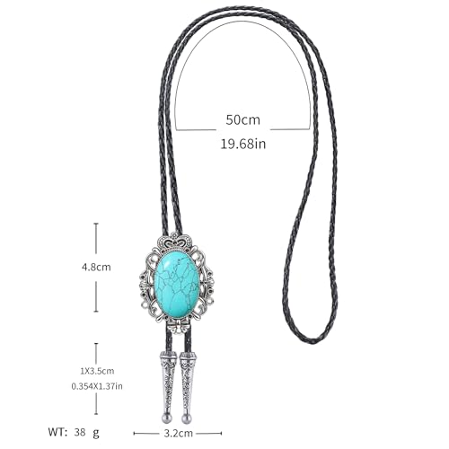 Image of Jeilwiy Bolo Tie for Men Real Stone Westwern Cowboy Ties Silver Bolos Women Leather Necktie Gift for Birthday Christmas