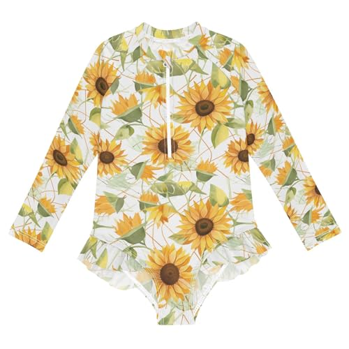 Sunflowers Girls Long Sleeve Swimsuit UPF 50+ Rashguard Swimwear One Piece Bathing Suit for 3-12 21216294