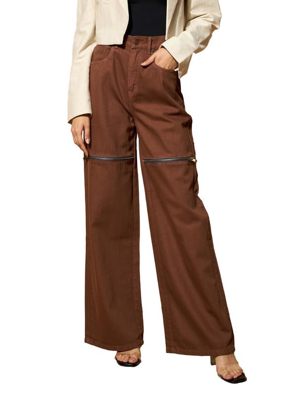 Image of Blue Zipper Design Baggy Jeans