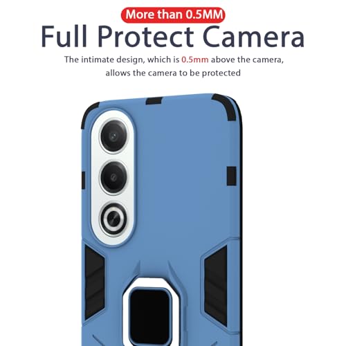 Image of Pikkme Back Cover for Oppo K12x 5G | 360 Protection Case | Ring Holder Stand D5 Tough Armor Bumper Case (Blue)