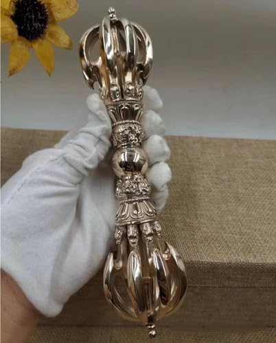 密教法具 金剛杵 九鈷杵 真鍮製 五鈷杵 大 バジュラ ドルジェ チベット 仏具 置物 寺院 法器 お守り 開運 風水 魔除け 厄除け 浄化 開運 守護