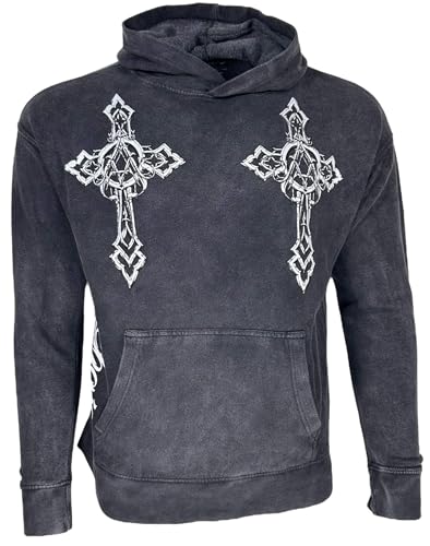 Xtreme Couture By Affliction Unisex Oversized Boxy Pullover Hoodie Stone Ranger2