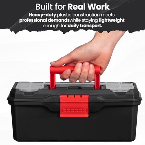 Hardys Heavy Duty Small Plastic Tool Box - Multiple Compartment Toolbox Organiser with Removable Tote Tray - Tool Chest Storage Box, 7 Compartment Box for Fixings, Hand Tools (13") 5 Hardys Heavy Duty Small Plastic Tool Box - Multiple Compartment Toolbox Organiser with Removable Tote Tray - Tool Chest Storage Box, 7 Compartment Box for Fixings, Hand Tools (13") - Image 5