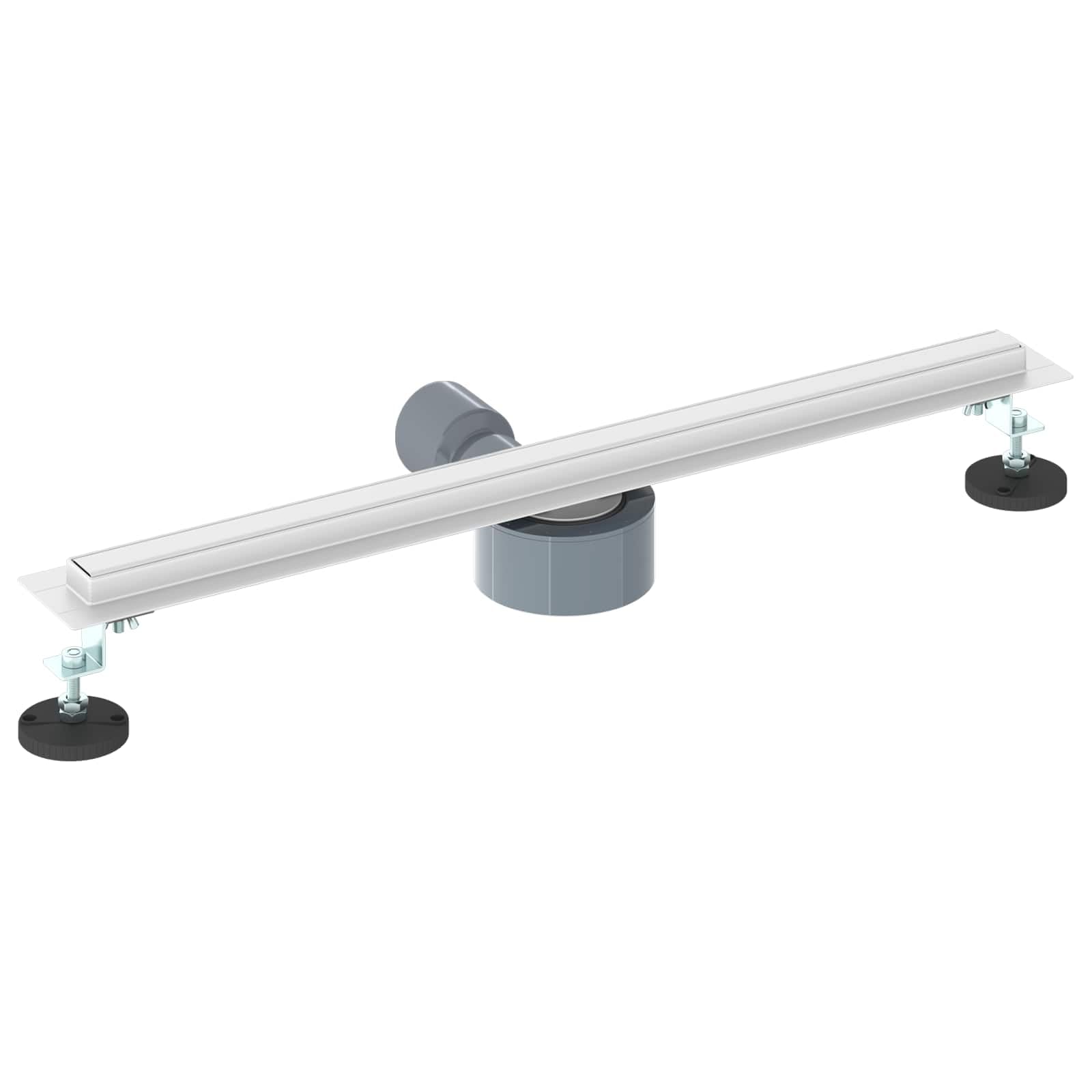 360° Duschablauf Edelstahl 304 Slim Modell Silber 60 cm mit höhenverstellbaren Füßen, geruchsverschluss, ablaufgarnitur, siphon, sieb, universal für dusche, badezimmer, küche