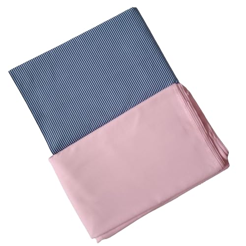 Combo Pack of 2 Unstiched Solid Pink & Multicolor Blue Striped Formal Shirt Fabric Dress Material for Men's/Boy's Fashion-image-3
