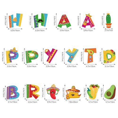 Image of Hooqict Happy Birthday Banner Mexican Birthday Party Decorations Cinco De Mayo Party Banner Taco Garland Hanging Sign for Fiesta Party Decorations Carnival Supplies