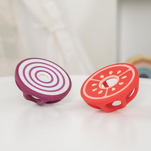 Image of Tomato and Red Onion Silicone Teethers Baby Teething Toys, Newborn Essentials Must Haves, Easy-to-Hold Design Teething Ball Baby Essentials, BPA-Free