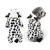 BESPORTBLE Disfraz para Perro De Halloween Traje Vaca Lechera Coral Polar Cálido Talla XL para Mascotas Pequeñas Uso Diario y Fiestas
