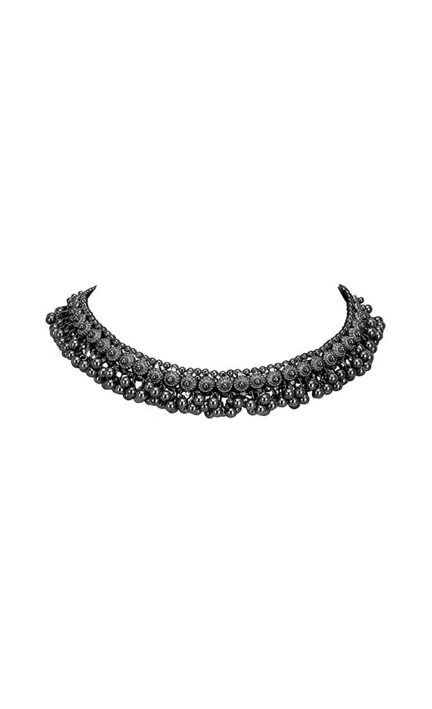 Afghani Jewellery Oxidized Jewellery Oxidised Glossy Black Ghungroo Necklace For Womens (B09STFB3M3) Amazon Price History, Amazon Price Tracker