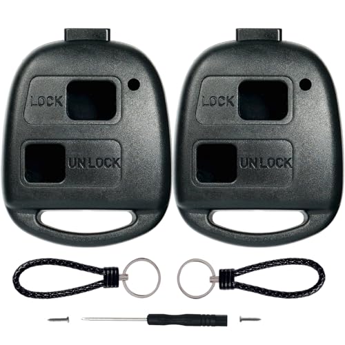 SUPALAND Coque Clé 2 pièces 2 Boutons Compatible pour Toyota Yaris Corolla Avensis RAV4 Celica Camry Echo Prado, TéLéCommande Coque Voiture sans Lame