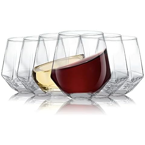 [6-Pack, 300ml] DESIGN·MASTER- Diamond Wine Glasses, Diamond Whiskey Glasses, Drinking Glasses, Ideal for Red and White Wine, Cocktail, Juice, Kitchen Glassware Cover
