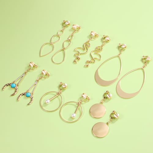 Image of 15 Pairs Multi-style Clip-on Earrings for Women, Hypoallergenic,Ligthweight,Come with Rubber Pads.Non-pierce