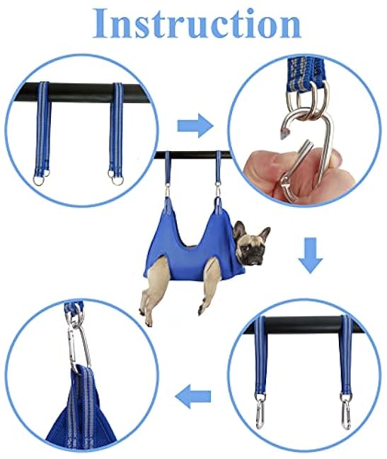 10 in 1 Dog Grooming Hammock Harness with Nail Clippers, Nail Trimming Hammock for Pet, Grooming Sling Hanger Holder Restaint for Nail Trimming/Clipping (XXS/Under 10lb Blue)-FfHlRVSn