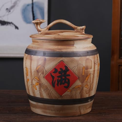 Bocal de conservation en céramique artisanale, pot à riz et réservoir hermétique chic
