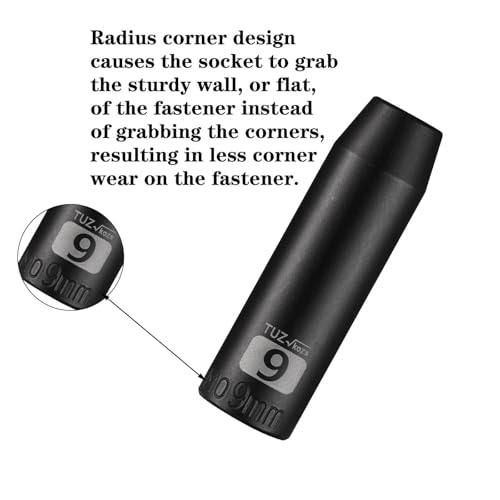 Image of 3 /8 inch Square Drive 9mm Metric Impact Socket,Hex Deep Socket Design,CR-MO Steel for Nut repair for Any Application