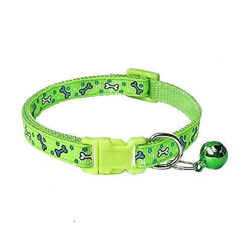 BohoBark Pet Dog Cat Collar Safety Buckle Big Bell Neck Ring Cute Bone Print Adjustable, Collar (Green) (B0C1N1RZCF) Amazon Price History, Amazon Price Tracker