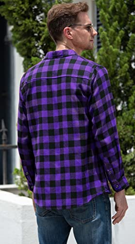 Cromoncent Men's Casual Plaid Flannel Long Sleeve Button Down Shirt3