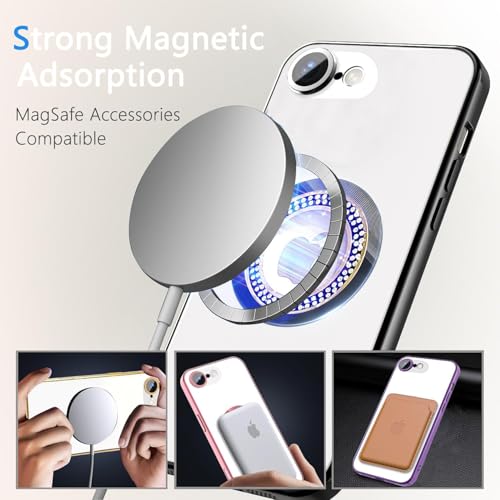 Image of Misscase for iPhone 17e Case& iPhone 16e Magnetic Glitter Case Compatible with MagSafe,Full Protection Slim Shockproof Anti-Scratch Case with Camera Lens Protector Dust-Proof Cover for Women Black