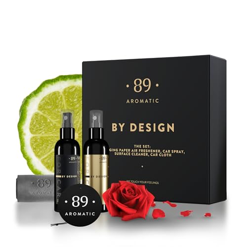 •89• Aromatic - Aromatic •89• Geschenkset Autopflegeset – Bergamotte, Rose & Johannisbeere – Innenraumreiniger & Cockpitreiniger Set mit Autoduftspray, Mikrofasertuch & Hängepapier Lufterfrischer für Auto Pflege