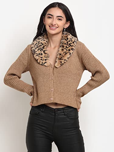 Image of Global Republic Knit Regular Fit Collar Neck Full Sleeves Cardigan for Women