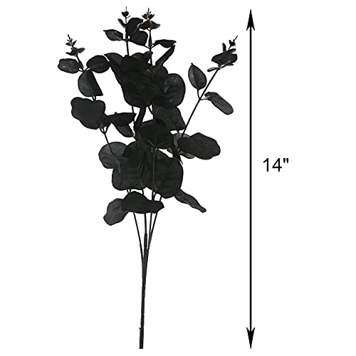Tinsow 5 Pcs Black Artificial Eucalyptus Stems Faux Eucalyptuses Branches Black Leaf Halloween Centerpiece Halloween Home Decor (Black, 5) #TOP2