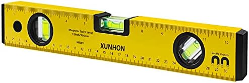 XUNHON 12.2 Inch Spirit Level,Protable Magnetic Torpedo Level with 2 magnets,2 units- Metric&Imperial ,3 Different Bubbles-45°/90°/180°,Drop-proof Aluminum Alloy Measuring tools-MSL01