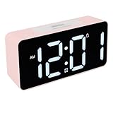 Eminchu Sveglia Extra Forte con Scuotiletto, Sveglia Vibrante con Ampio Display LED per Dormienti Pesanti, con 15 Modalità Colore, 5 Livelli di Volume e 3 Livelli di Luminosità