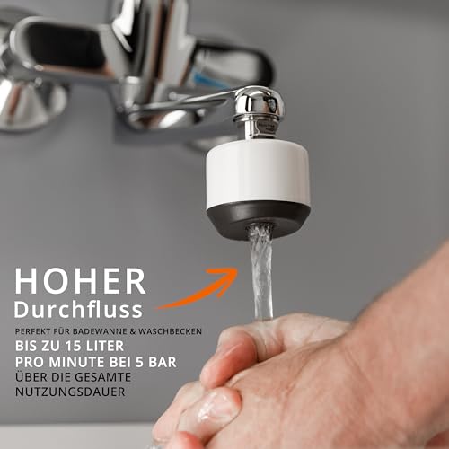 Legionellenfilter für Waschbecken SAFETY TAP | sofortiger Legionellenschutz, Rückhalt 99,99999%, entwickelt in der Medizintechnik von Aqua Free, einfache Installation (Komplettset neo lean)