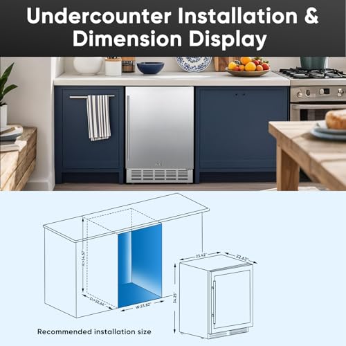 Image of 24 Inch Outdoor Beverage Refrigerator, Stainless Steel Outdoor Fridge 180 Can Under Counter Built-in /Freestanding, Waterproof, Fast Cooling, Low Noise - Outdoor Refrigerator for Home and Patio