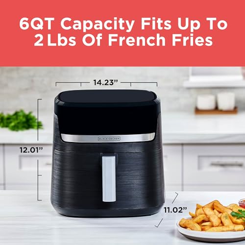 BLACKDECKER-Purifry-6QT-Air-Fryer-Crispy-Deep-Fried-Taste-without-the-Fat-Plus-Bake-Dehydrate-and-Keep-Food-Warm-Digital-Touchscreen-and-Auto-Shut-Off BLACKDECKER Purifry 6QT Air Fryer Crispy Deep Fried Taste without the Fat Plus Bake Dehydrate and Keep Food Warm Digital Touchscreen and Auto Shut Off