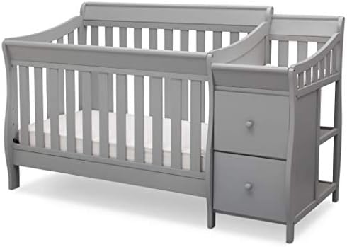 Delta Children Bentley S 4in-1 Convertible Crib and Changer - Greenguard Gold Certified, Grey