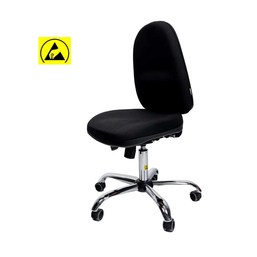WETEC Drehstuhl Komfort, mit Rollen, ESD (Antistatisch Arbeitsstuhl Stuhl) typischer Ableitwiderstand: Rgp=10^5-10^6 Ohm/Sitzhöhe: 505-635 mm/Farbe: schwarz