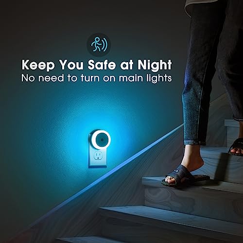 Image of Briignite Azure Blue Night Light, Night Lights Plug into Wall [2Pack], Nightlight with Light Sensors, LED Night Light for Kids Room, Baby, Bathroom, Stair Lights, Hallway Light