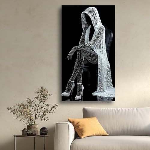 Décoration murale salon portrait de luxe noir et blanc - 2