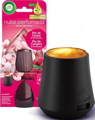 Miniatura 8 de Air Wick Essential Mist, Ambientador difusor de aceites esenciales que brilla al liberar vapor, con aroma a Flor de Cerezo y Frambuesa infusionado con 2 veces más aceites esenciales