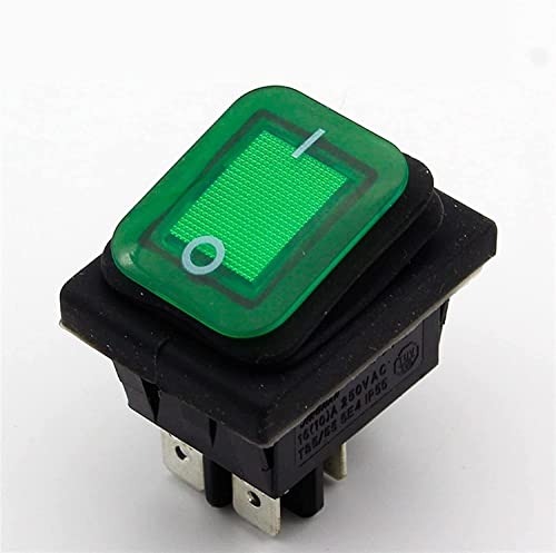 Interrupteur à bascule AC 250V 16A bipolaire vert lumineux et étanche