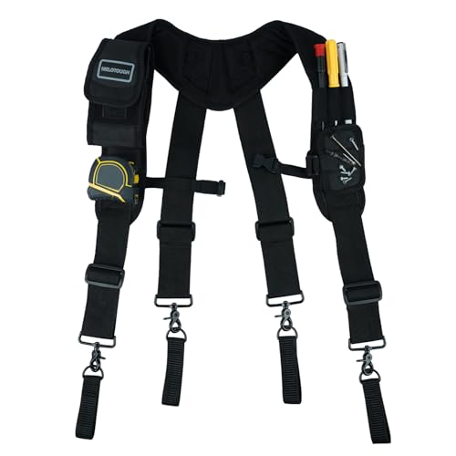 Image of MELOTOUGH Magnetic Tool Belt Suspenders with Magnetic WristBand for Work Belt Padded Suspenders Constrcution