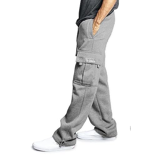 A Waterwang Men'S Cargo Sweatpants Casual Fleece Joggers Loose Fit Open Bottom Athletic Pants For Men With Pockets Light Gray Xl thumb #1