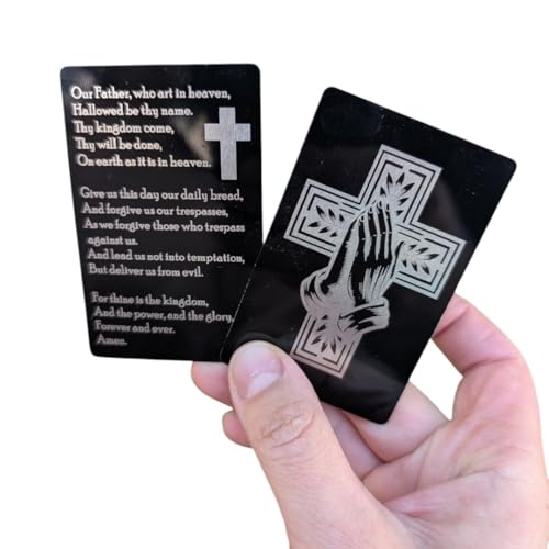Our Father Who Art In Heaven Hallowed Be Thy Name Wallet Card, Lord's Prayer Engraved Metal Wallet Insert Card, Family Religious Bible Verse